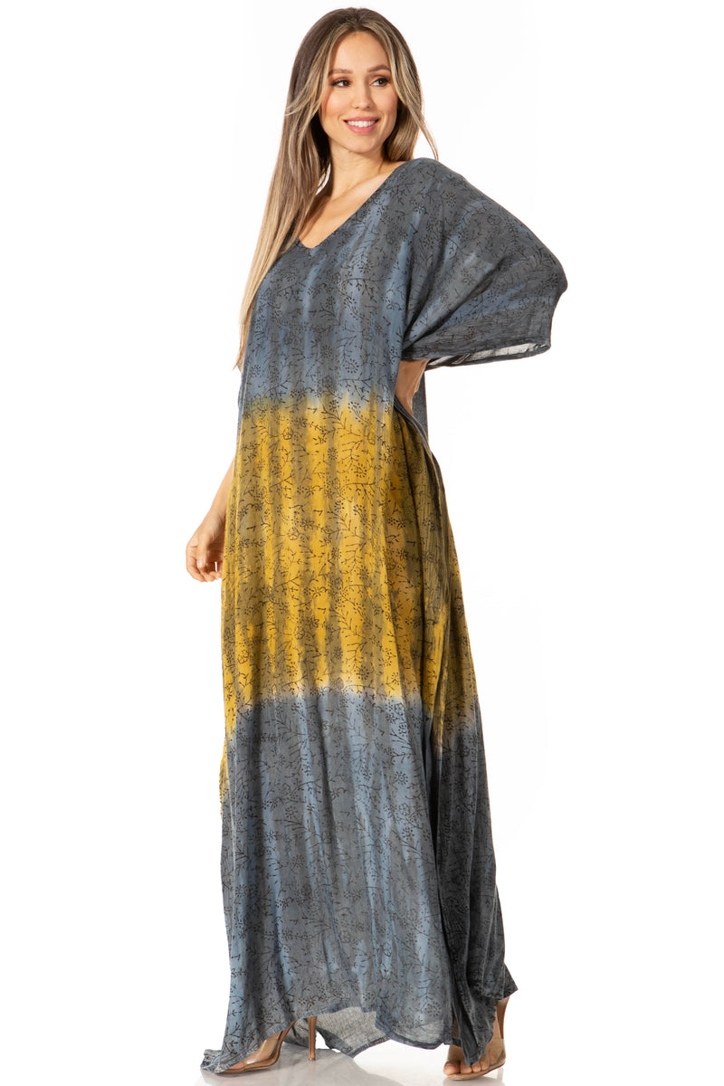 Sakkas Tacy Women's Casual Boho Summer Maxi Dress Caftan Kaftan Cover-up LougeWear