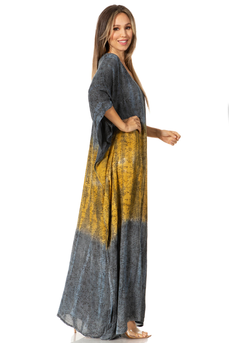 Sakkas Tacy Women's Casual Boho Summer Maxi Dress Caftan Kaftan Cover-up LougeWear