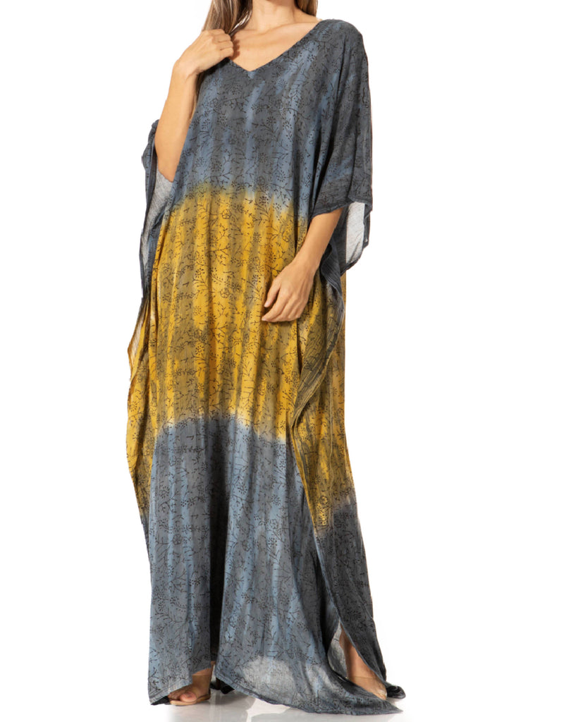 Sakkas Tacy Women's Casual Boho Summer Maxi Dress Caftan Kaftan Cover-up LougeWear