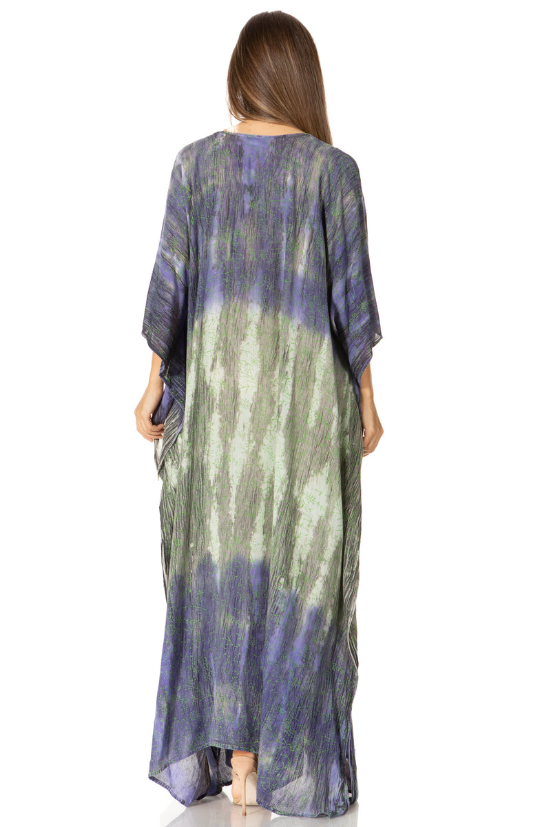 Sakkas Tacy Women's Casual Boho Summer Maxi Dress Caftan Kaftan Cover-up LougeWear