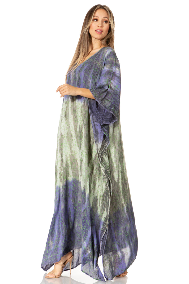 Sakkas Tacy Women's Casual Boho Summer Maxi Dress Caftan Kaftan Cover-up LougeWear