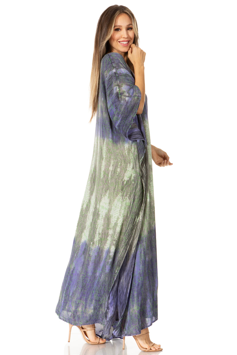 Sakkas Tacy Women's Casual Boho Summer Maxi Dress Caftan Kaftan Cover-up LougeWear