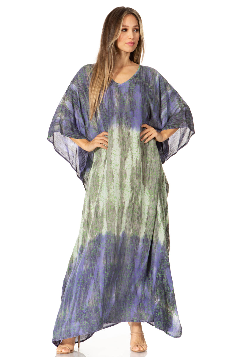 Sakkas Tacy Women's Casual Boho Summer Maxi Dress Caftan Kaftan Cover-up LougeWear