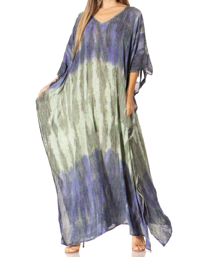 Sakkas Tacy Women's Casual Boho Summer Maxi Dress Caftan Kaftan Cover-up LougeWear