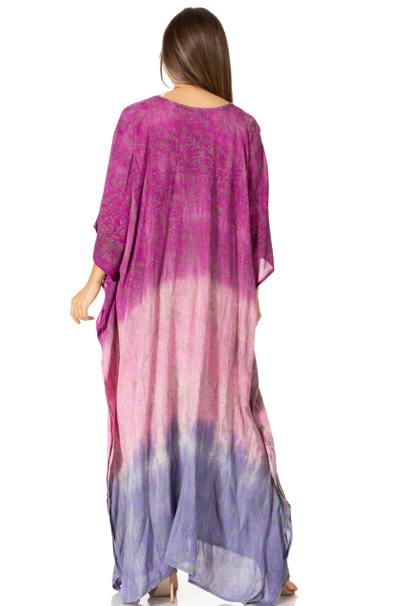 Sakkas Tacy Women's Casual Boho Summer Maxi Dress Caftan Kaftan Cover-up LougeWear