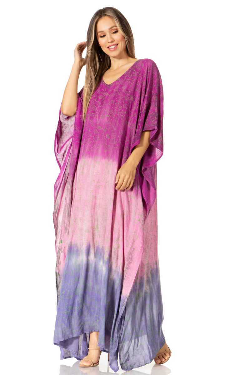 Sakkas Tacy Women's Casual Boho Summer Maxi Dress Caftan Kaftan Cover-up LougeWear