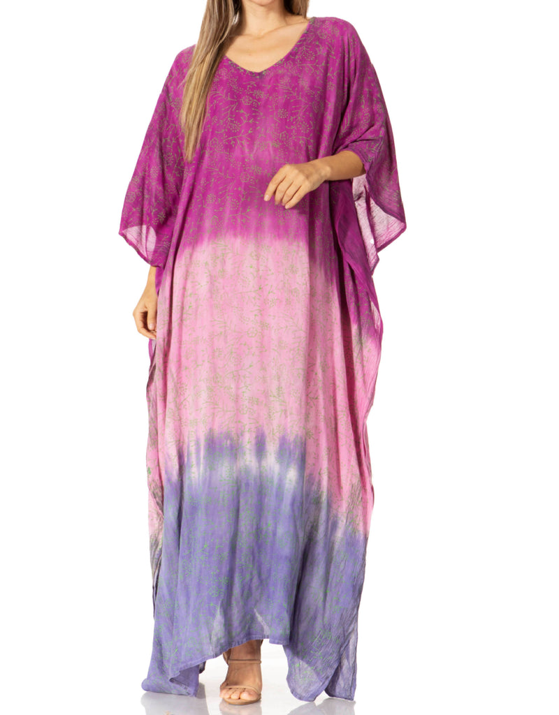 Sakkas Tacy Women's Casual Boho Summer Maxi Dress Caftan Kaftan Cover-up LougeWear