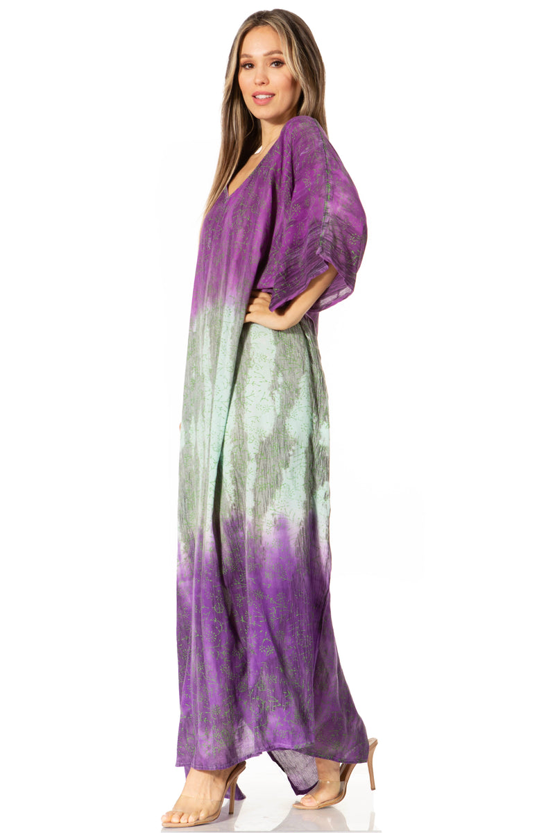 Sakkas Tacy Women's Casual Boho Summer Maxi Dress Caftan Kaftan Cover-up LougeWear