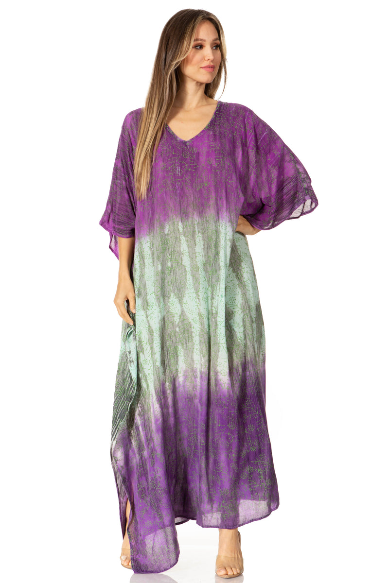 Sakkas Tacy Women's Casual Boho Summer Maxi Dress Caftan Kaftan Cover-up LougeWear