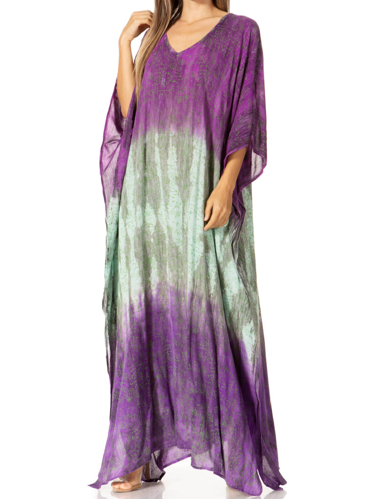 Sakkas Tacy Women's Casual Boho Summer Maxi Dress Caftan Kaftan Cover-up LougeWear