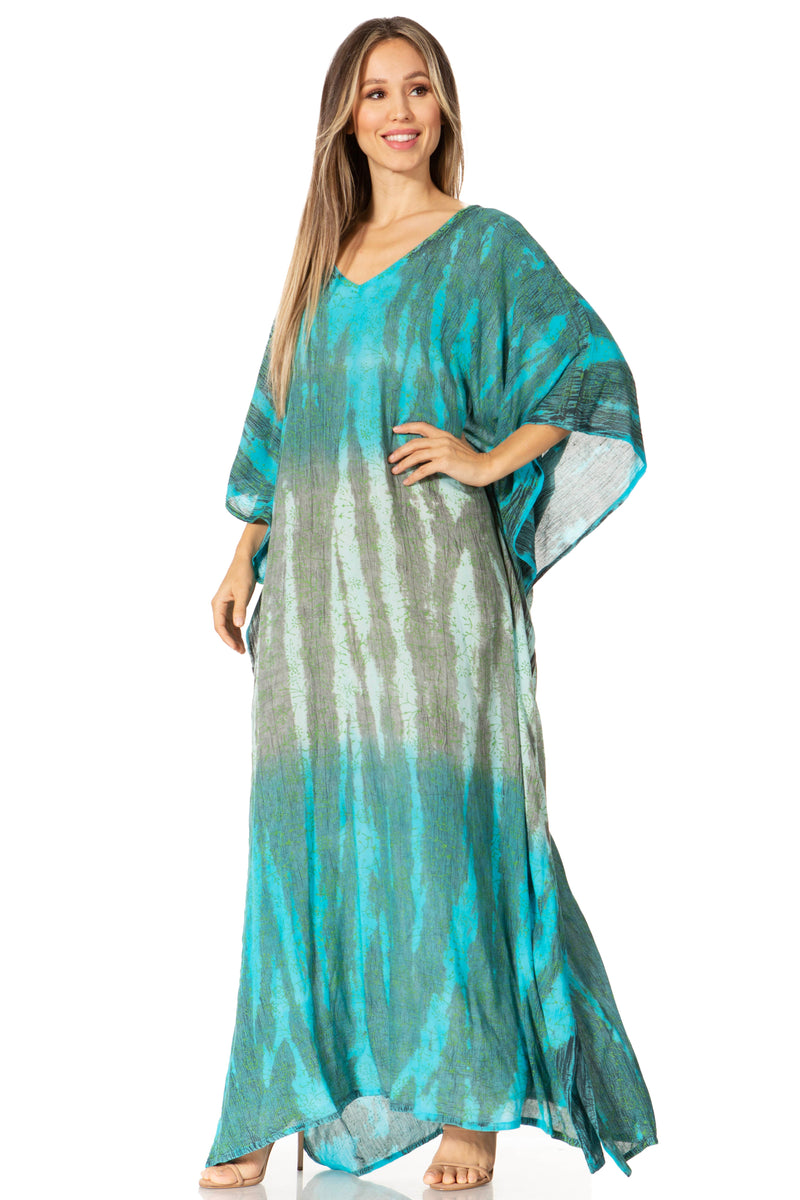 Sakkas Tacy Women's Casual Boho Summer Maxi Dress Caftan Kaftan Cover-up LougeWear