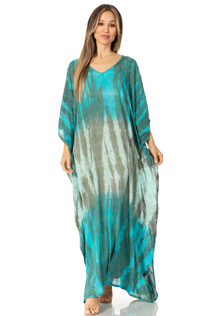 Sakkas Tacy Women's Casual Boho Summer Maxi Dress Caftan Kaftan Cover-up LougeWear