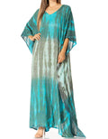 Sakkas Tacy Women's Casual Boho Summer Maxi Dress Caftan Kaftan Cover-up LougeWear#color_25-Teal