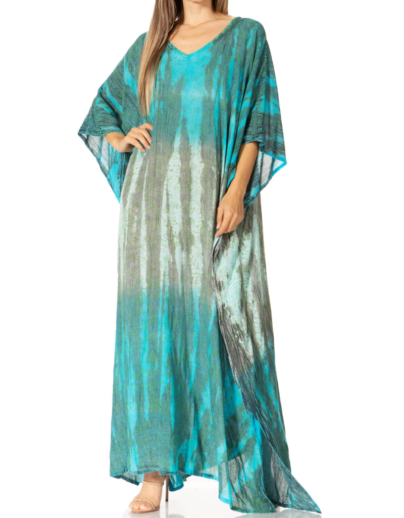 Sakkas Tacy Women's Casual Boho Summer Maxi Dress Caftan Kaftan Cover-up LougeWear