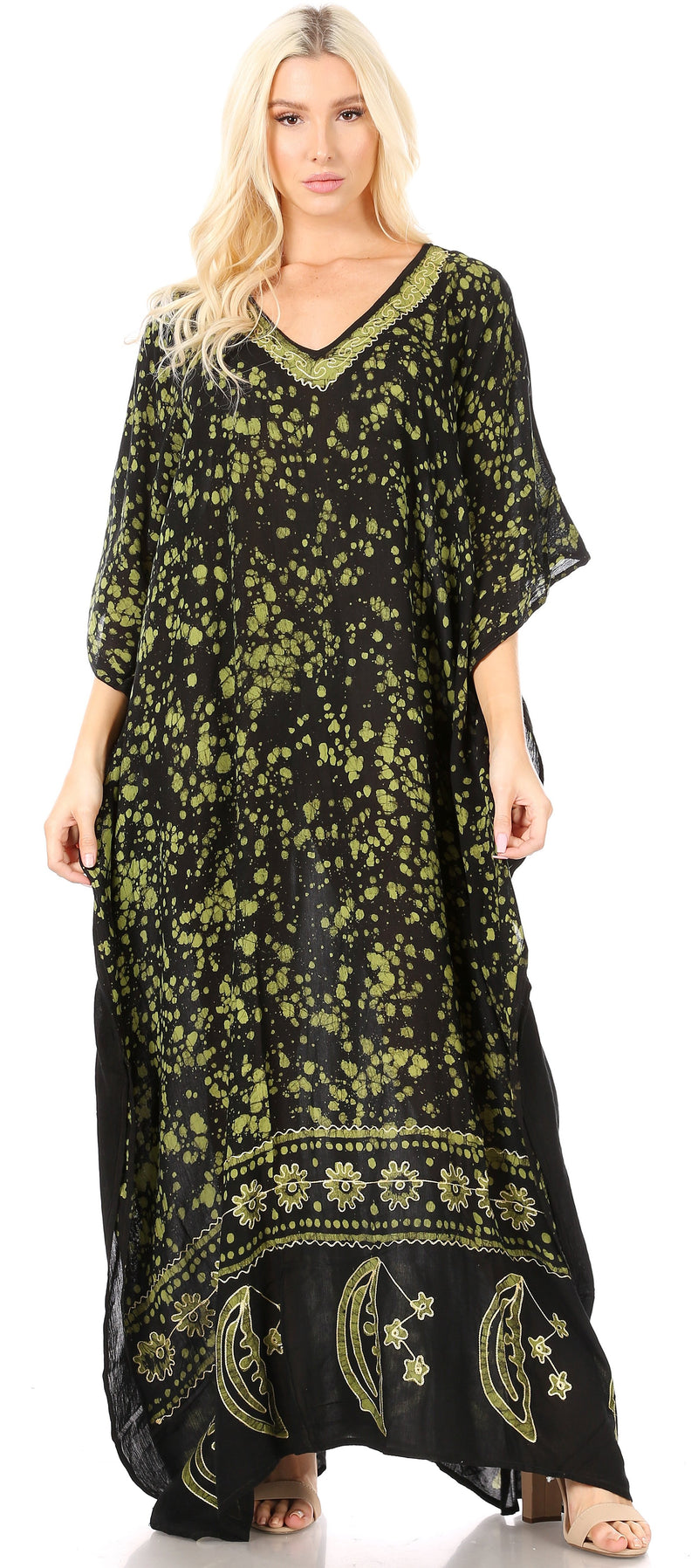 Sakkas Tacy Women's Casual Boho Summer Maxi Dress Caftan Kaftan Cover-up LougeWear