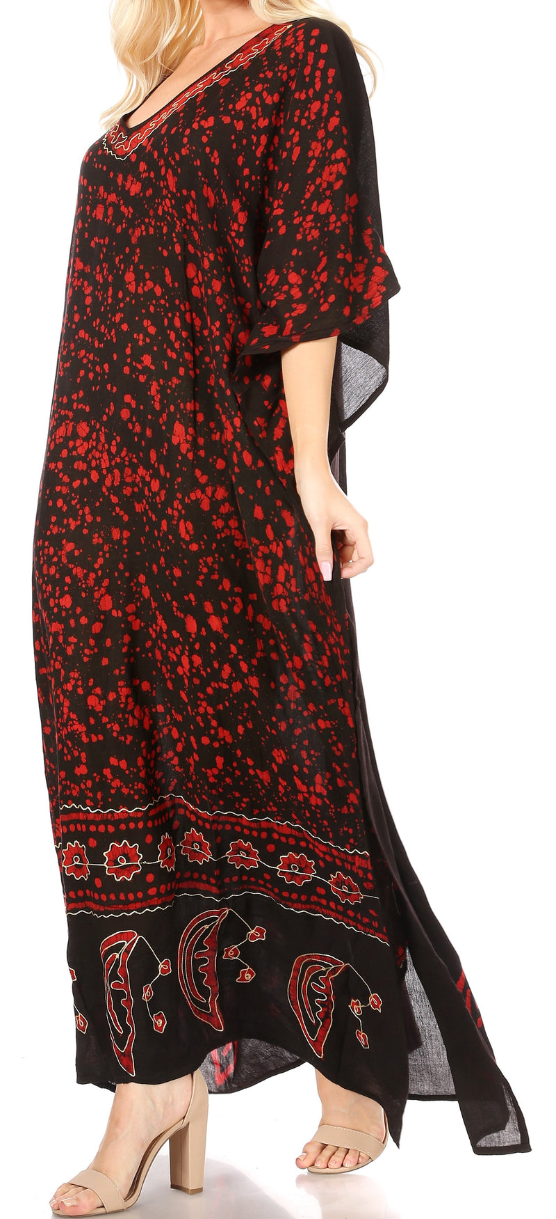 Sakkas Tacy Women's Casual Boho Summer Maxi Dress Caftan Kaftan Cover-up LougeWear