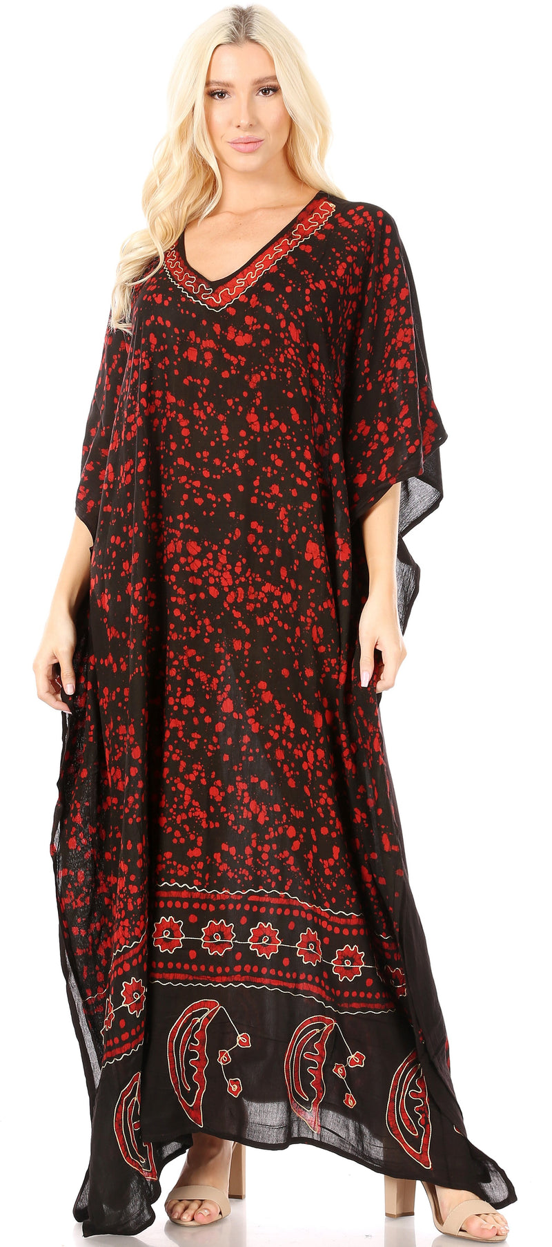 Sakkas Tacy Women's Casual Boho Summer Maxi Dress Caftan Kaftan Cover-up LougeWear