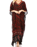Sakkas Tacy Women's Casual Boho Summer Maxi Dress Caftan Kaftan Cover-up LougeWear#color_9-BlackRed