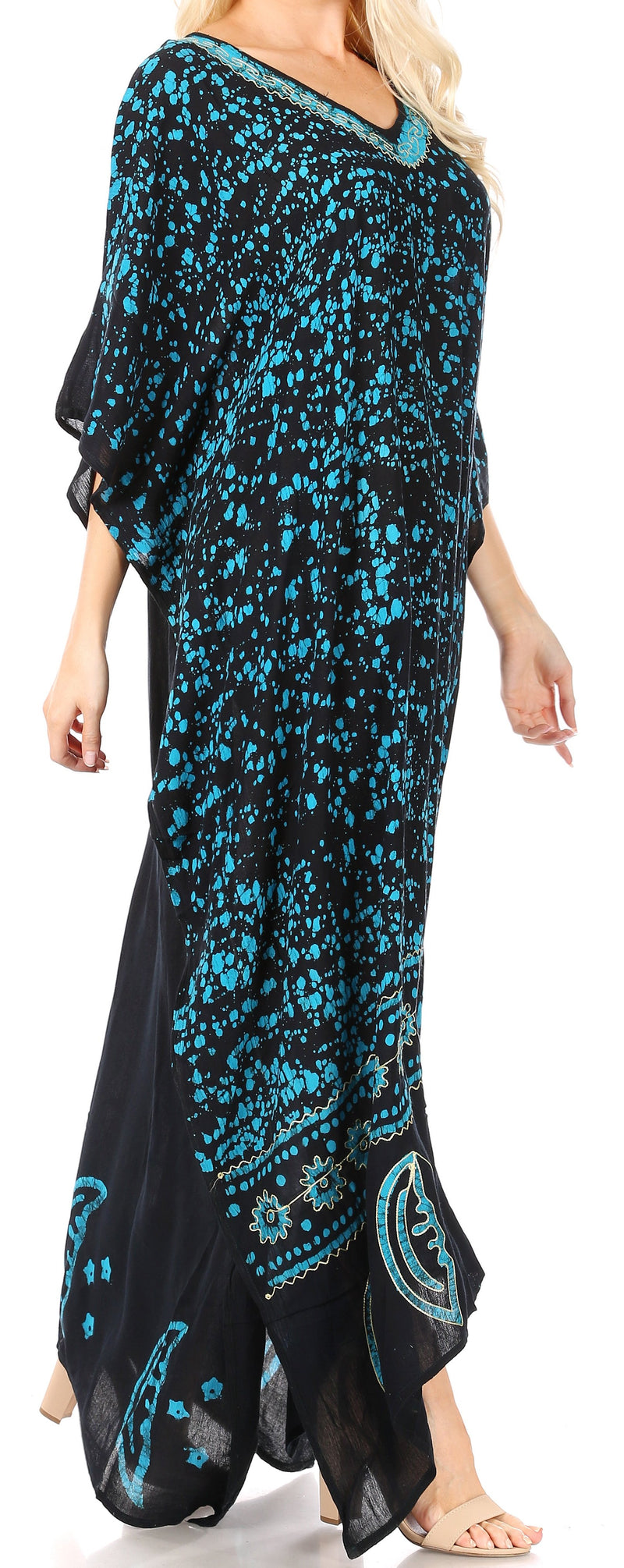 Sakkas Tacy Women's Casual Boho Summer Maxi Dress Caftan Kaftan Cover-up LougeWear