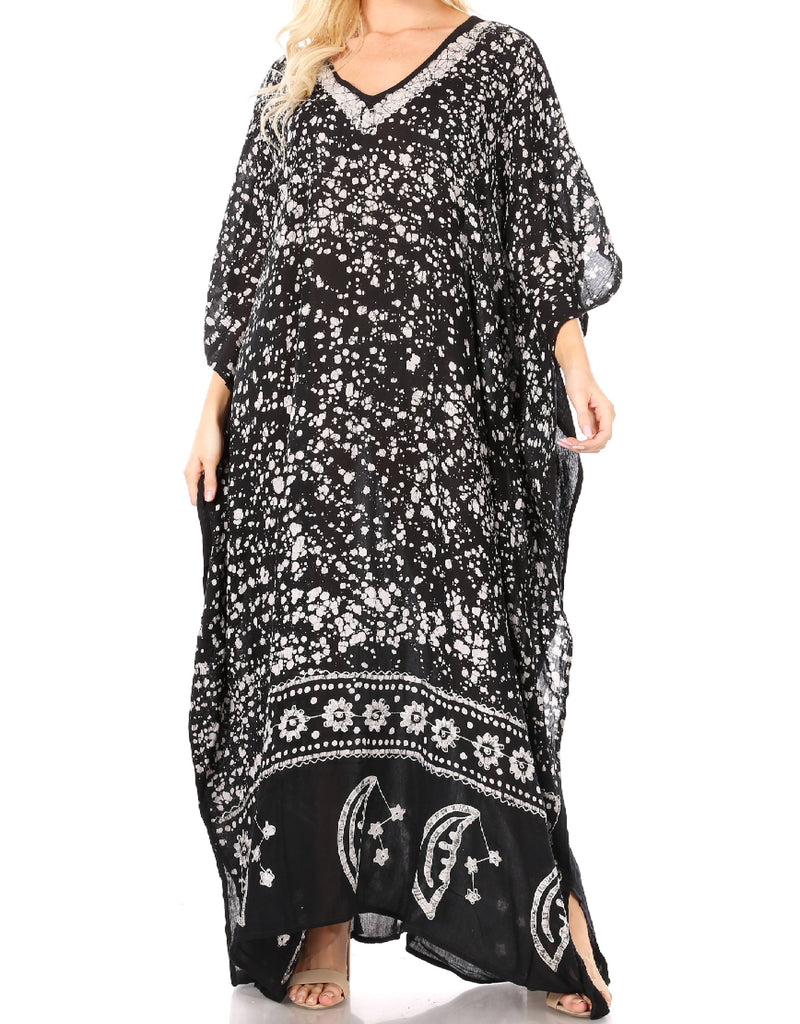 Sakkas Tacy Women's Casual Boho Summer Maxi Dress Caftan Kaftan Cover-up LougeWear