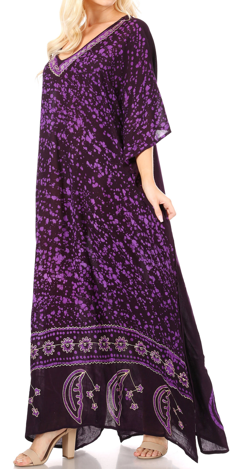 Sakkas Tacy Women's Casual Boho Summer Maxi Dress Caftan Kaftan Cover-up LougeWear