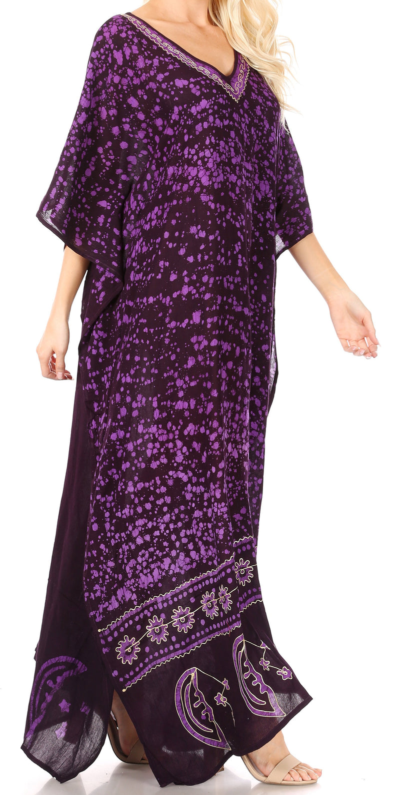 Sakkas Tacy Women's Casual Boho Summer Maxi Dress Caftan Kaftan Cover-up LougeWear