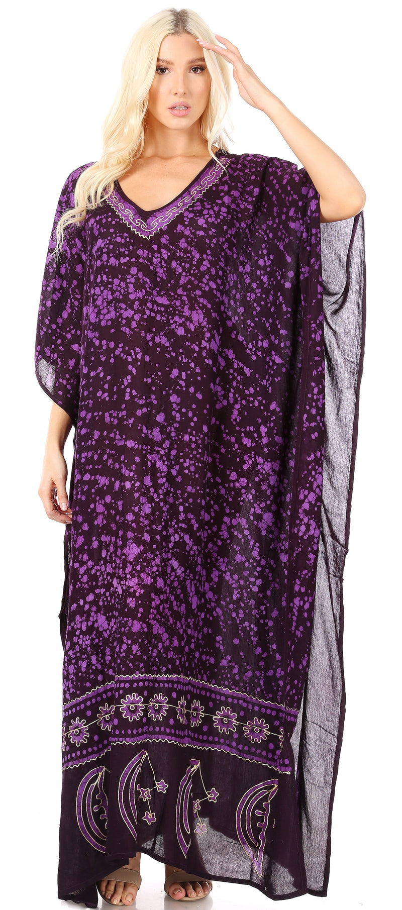 Sakkas Tacy Women's Casual Boho Summer Maxi Dress Caftan Kaftan Cover-up LougeWear