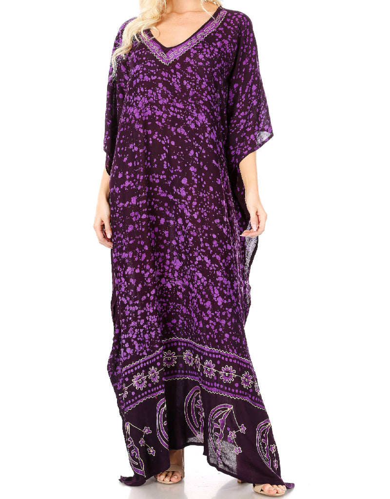 Sakkas Tacy Women's Casual Boho Summer Maxi Dress Caftan Kaftan Cover-up LougeWear