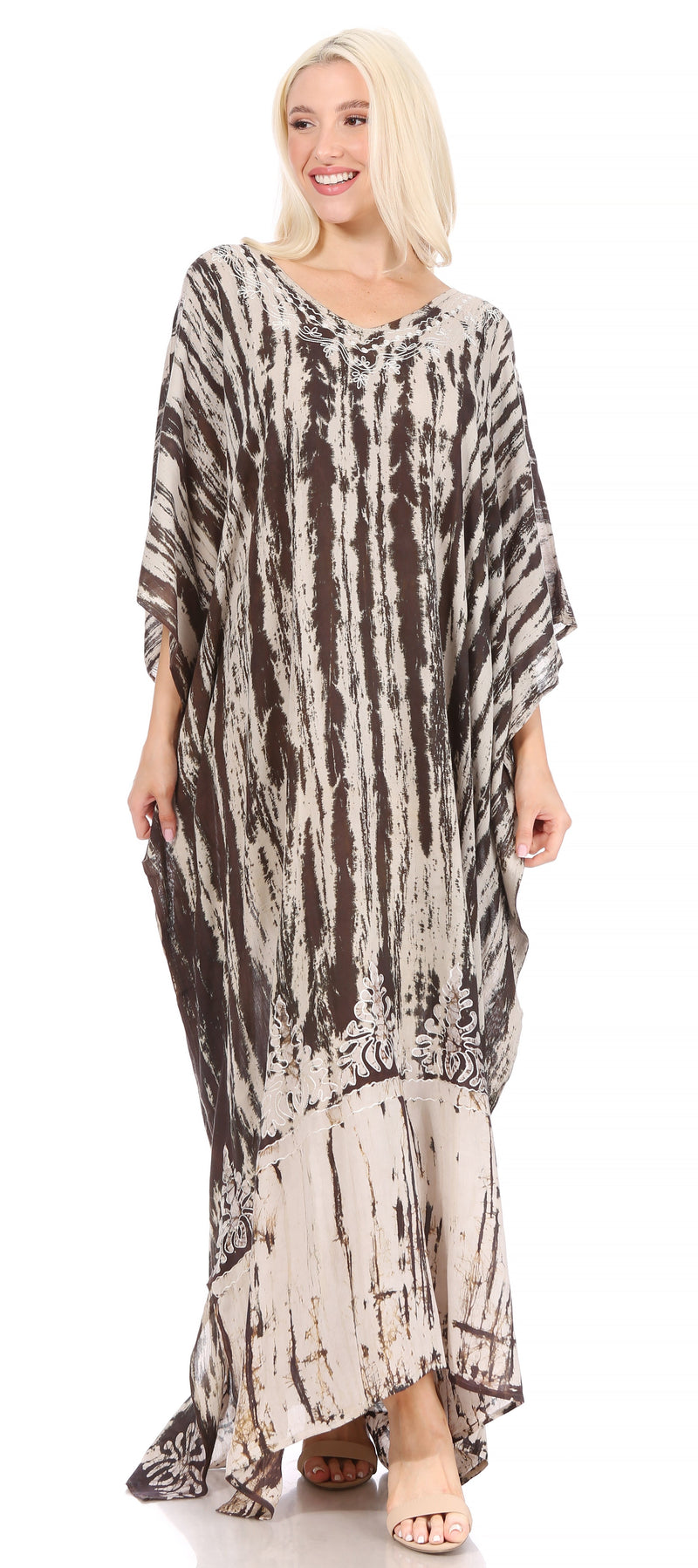 Sakkas Tacy Women's Casual Boho Summer Maxi Dress Caftan Kaftan Cover-up LougeWear