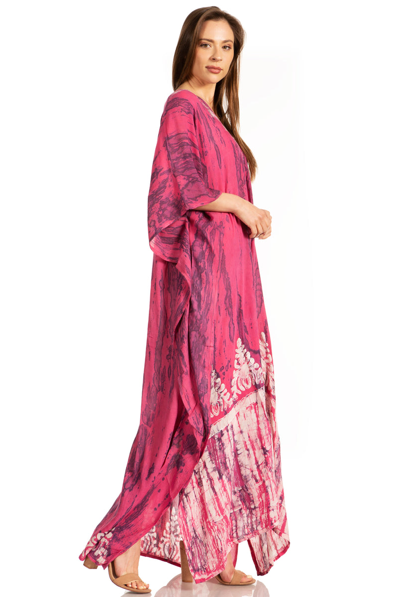 Sakkas Tacy Women's Casual Boho Summer Maxi Dress Caftan Kaftan Cover-up LougeWear