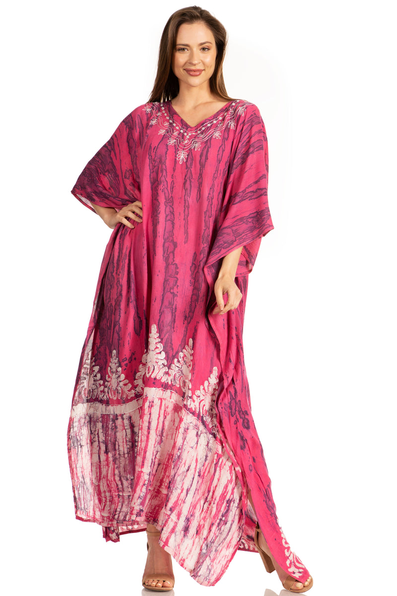 Sakkas Tacy Women's Casual Boho Summer Maxi Dress Caftan Kaftan Cover-up LougeWear