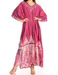 Sakkas Tacy Women's Casual Boho Summer Maxi Dress Caftan Kaftan Cover-up LougeWear#color_FuschiaNavy