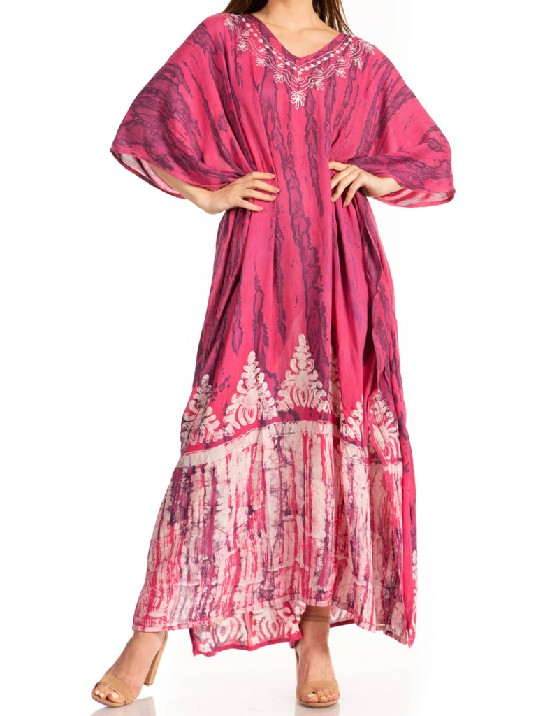 Sakkas Tacy Women's Casual Boho Summer Maxi Dress Caftan Kaftan Cover-up LougeWear