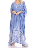 Sakkas Tacy Women's Casual Boho Summer Maxi Dress Caftan Kaftan Cover-up LougeWear#color_SkyBlue