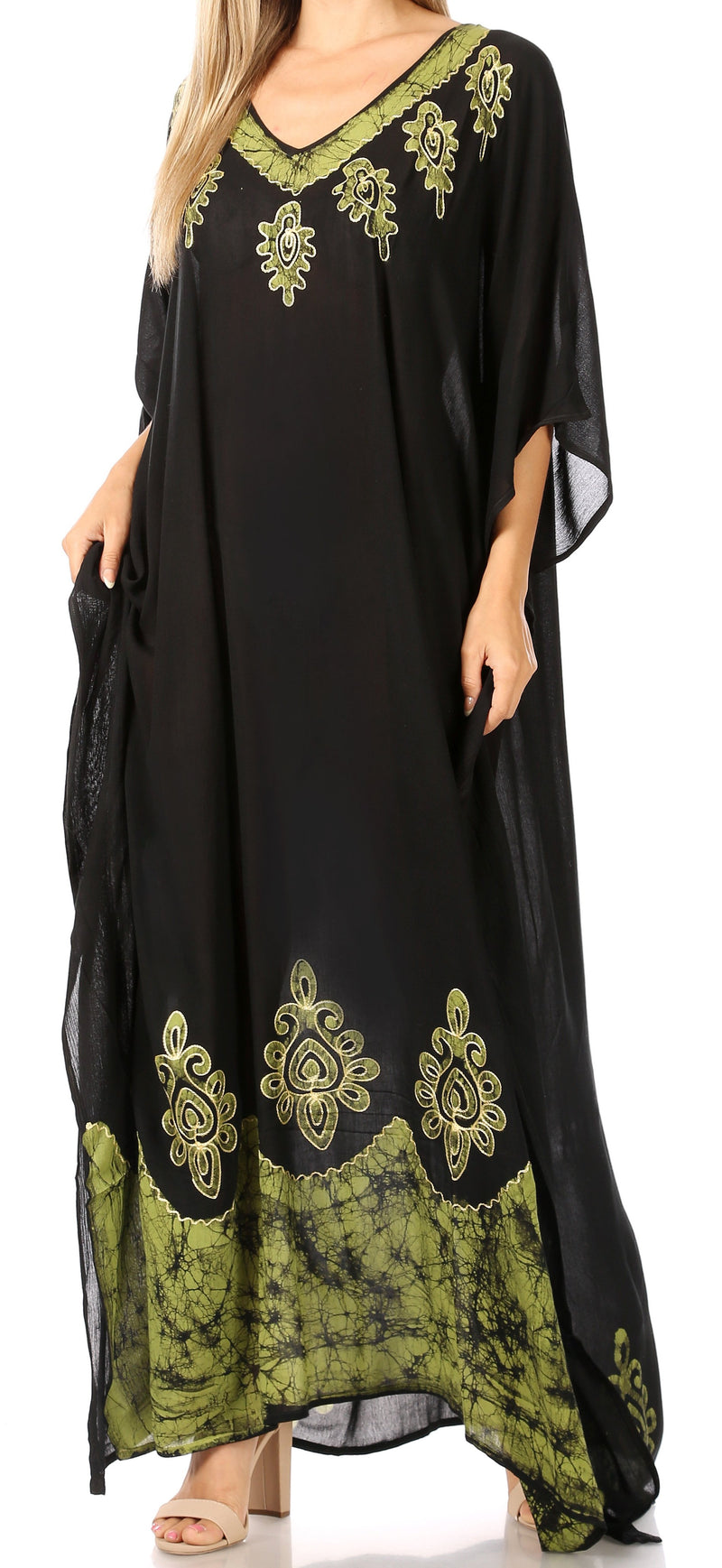 Sakkas Leonor Women's Boho Casual Long Maxi Caftan Dress Kaftan Cover-up LougeWear