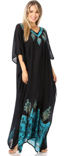 Sakkas Leonor Women's Boho Casual Long Maxi Caftan Dress Kaftan Cover-up LougeWear