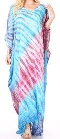 Sakkas Catia Women's Boho Casual Long Maxi Caftan Dress Kaftan Cover-up LougeWear #color_1-Pink