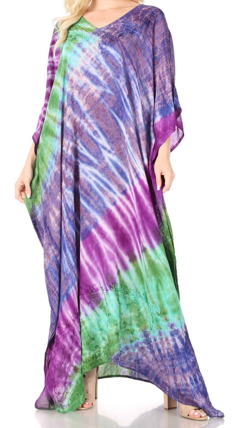 Sakkas Catia Women's Boho Casual Long Maxi Caftan Dress Kaftan Cover-up LougeWear