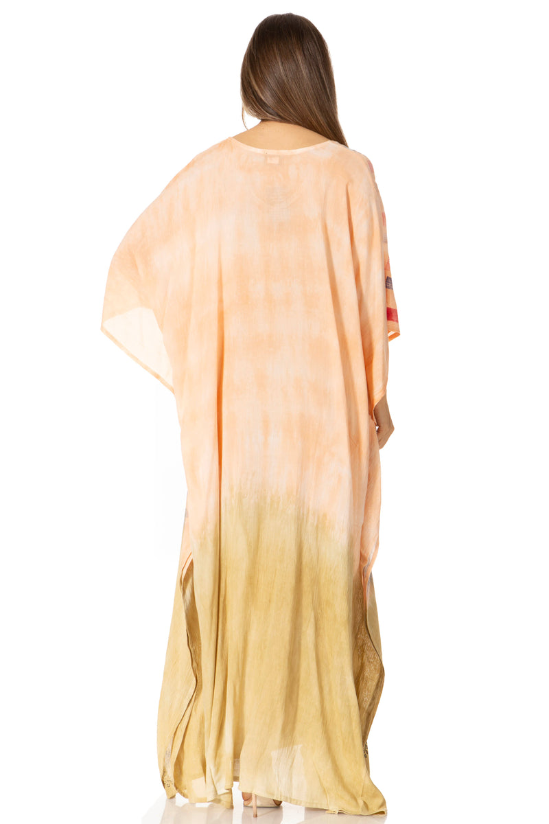 Sakkas Catia Women's Boho Casual Long Maxi Caftan Dress Kaftan Cover-up LougeWear