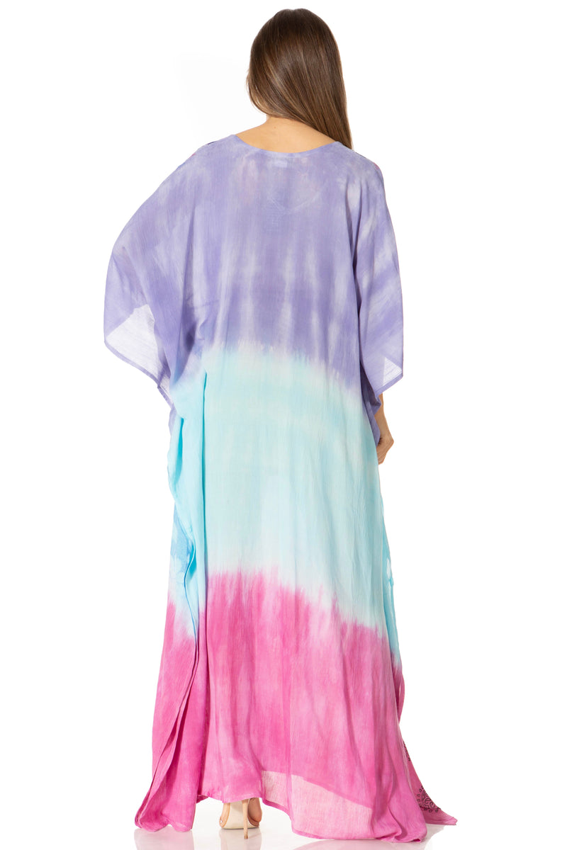 Sakkas Catia Women's Boho Casual Long Maxi Caftan Dress Kaftan Cover-up LougeWear