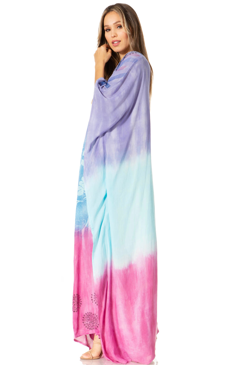 Sakkas Catia Women's Boho Casual Long Maxi Caftan Dress Kaftan Cover-up LougeWear