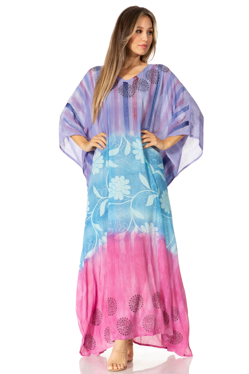 Sakkas Catia Women's Boho Casual Long Maxi Caftan Dress Kaftan Cover-up LougeWear