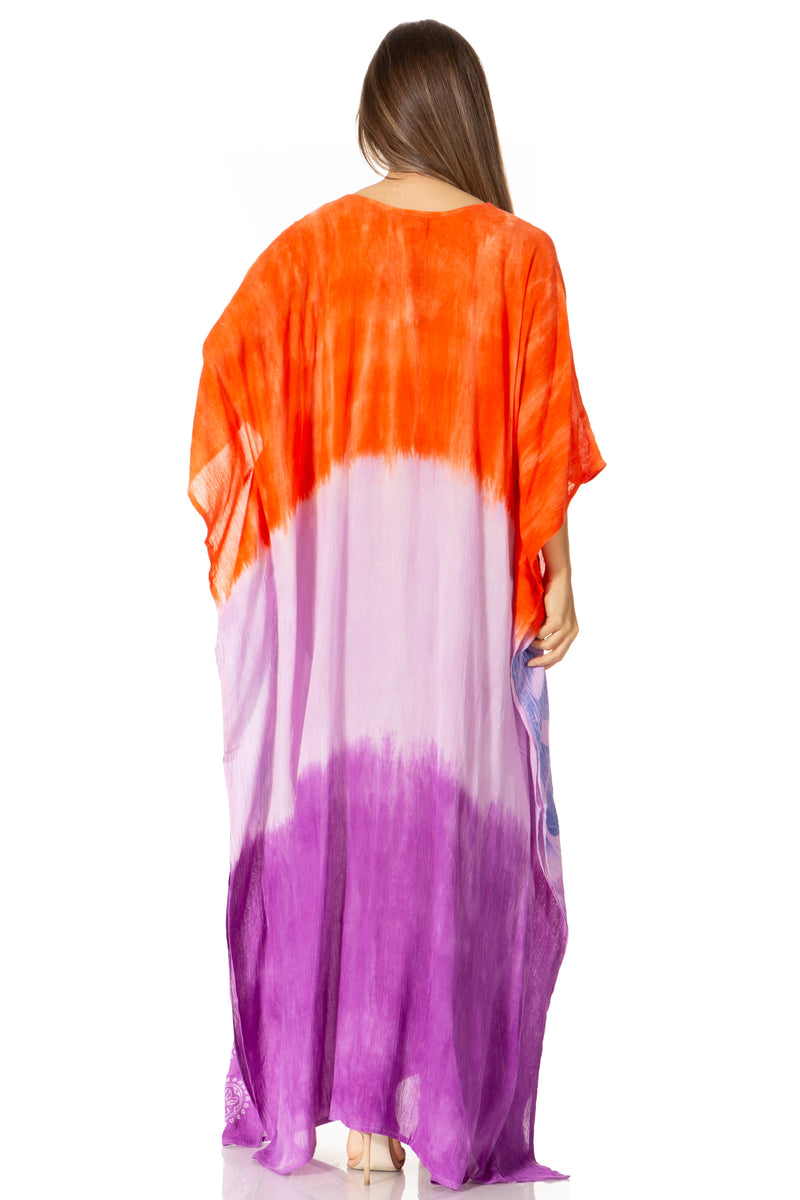 Sakkas Catia Women's Boho Casual Long Maxi Caftan Dress Kaftan Cover-up LougeWear