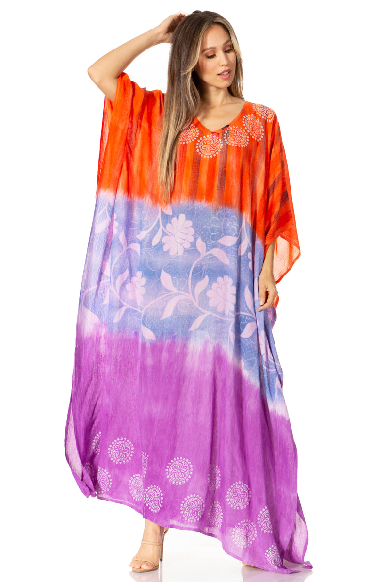 Sakkas Catia Women's Boho Casual Long Maxi Caftan Dress Kaftan Cover-up LougeWear