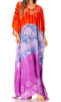 Sakkas Catia Women's Boho Casual Long Maxi Caftan Dress Kaftan Cover-up LougeWear #color_15-Rust