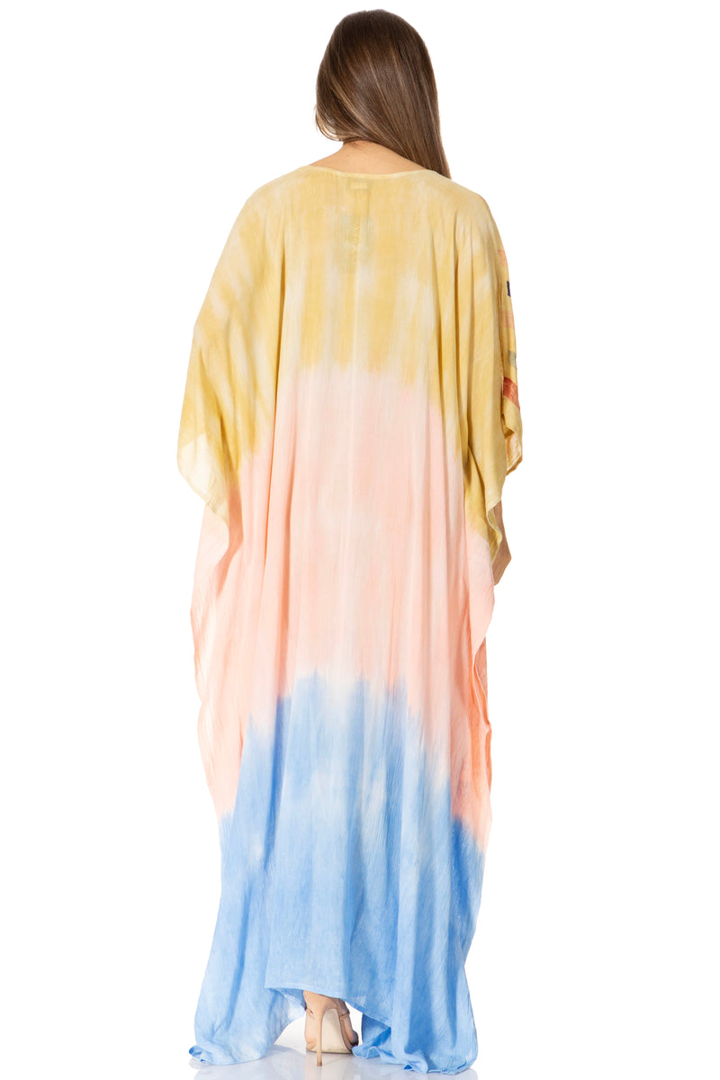 Sakkas Catia Women's Boho Casual Long Maxi Caftan Dress Kaftan Cover-up LougeWear