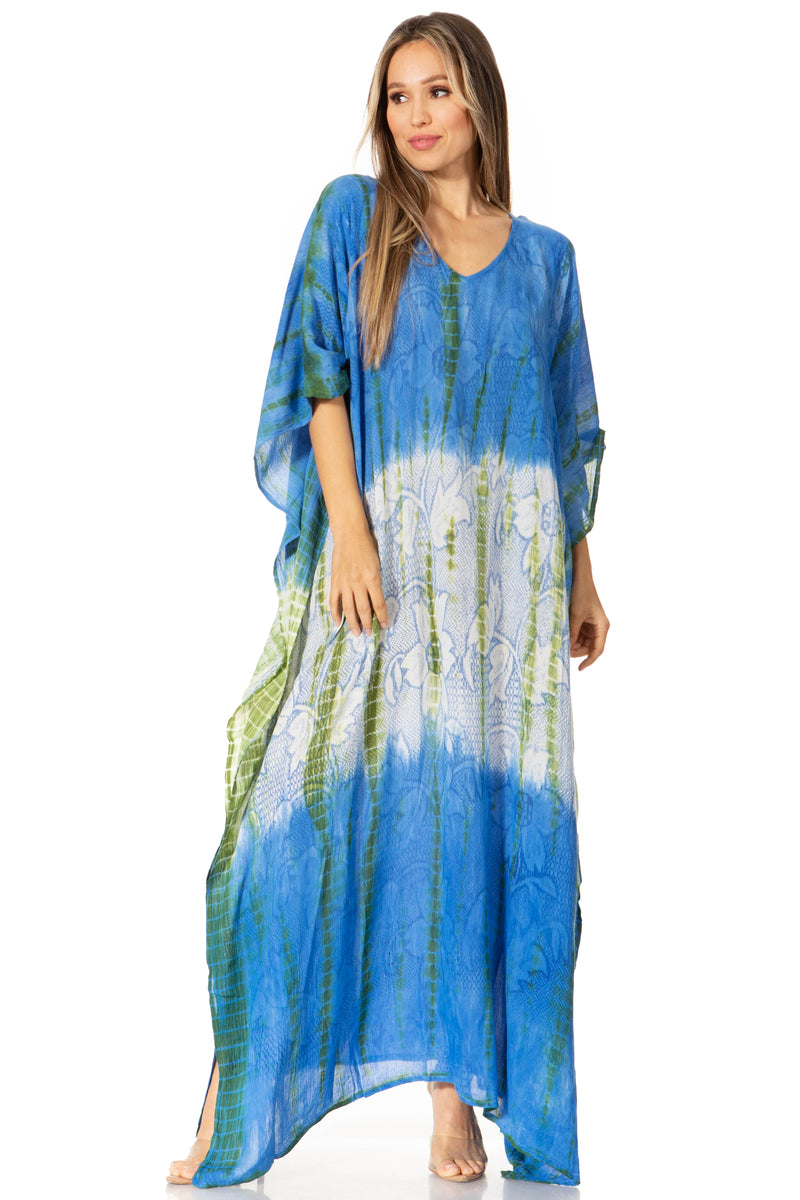 Sakkas Catia Women's Boho Casual Long Maxi Caftan Dress Kaftan Cover-up LougeWear