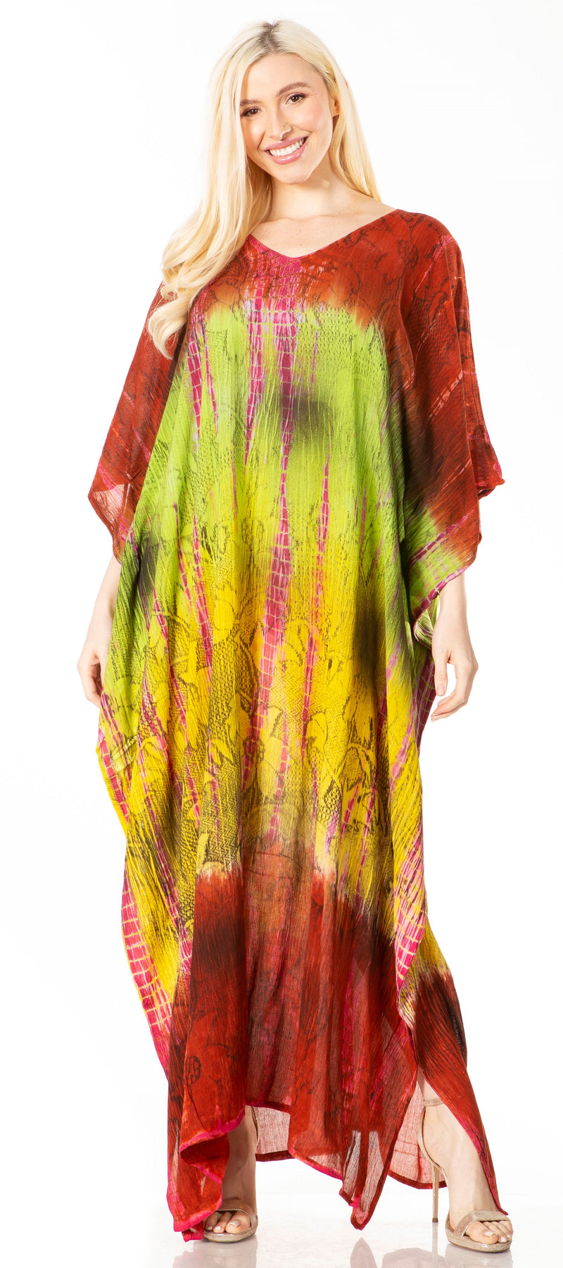 Sakkas Catia Women's Boho Casual Long Maxi Caftan Dress Kaftan Cover-up LougeWear