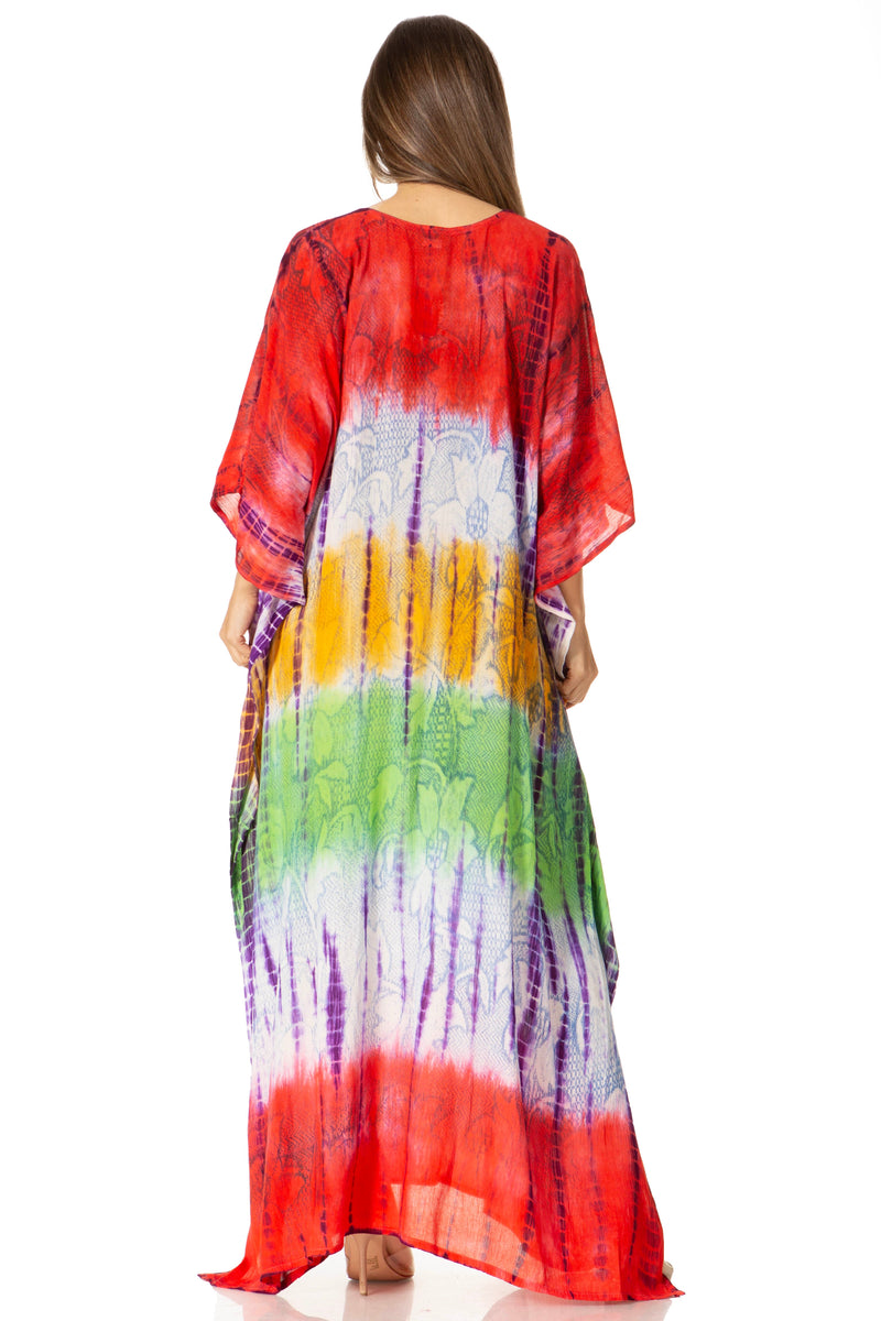 Sakkas Catia Women's Boho Casual Long Maxi Caftan Dress Kaftan Cover-up LougeWear