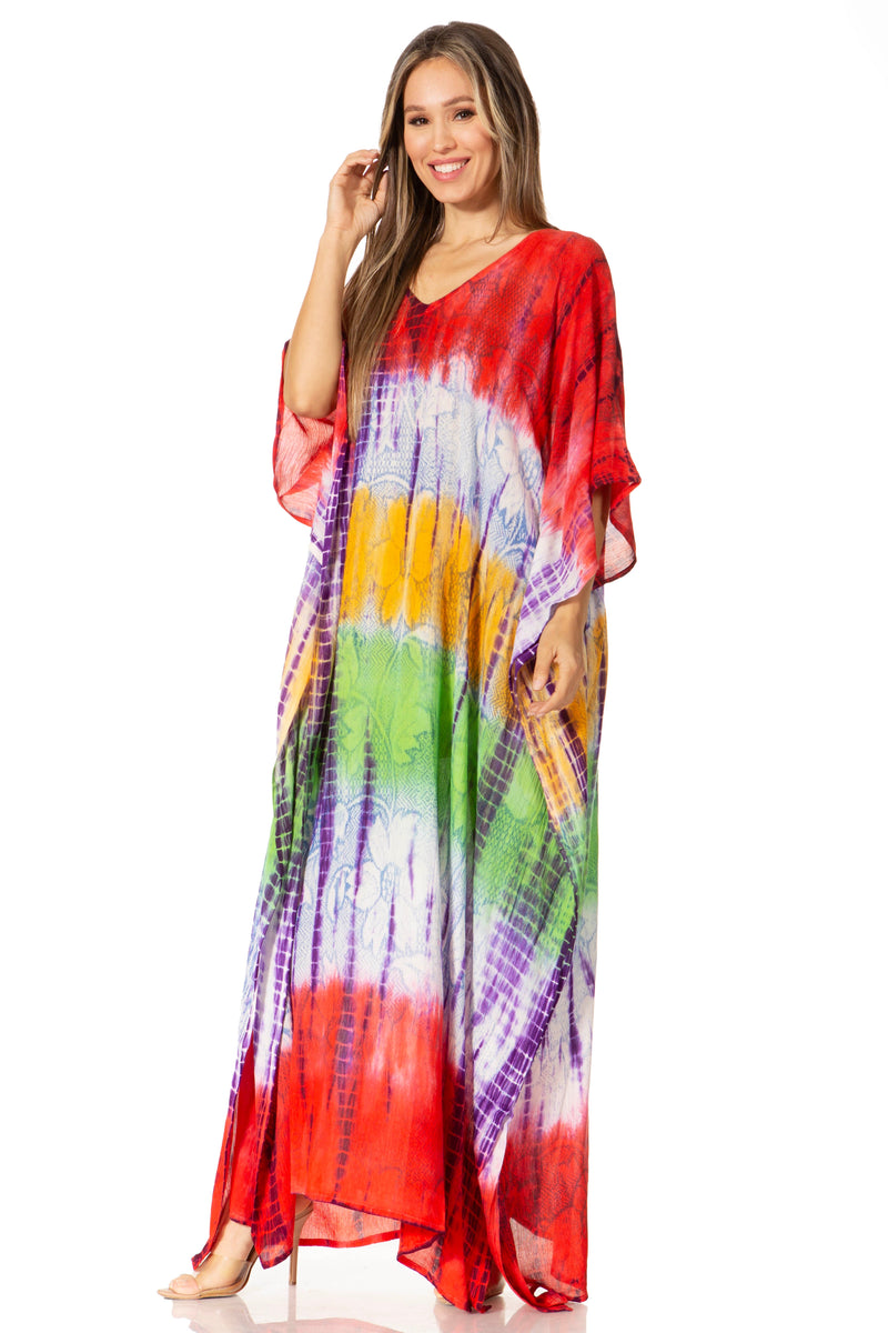 Sakkas Catia Women's Boho Casual Long Maxi Caftan Dress Kaftan Cover-up LougeWear